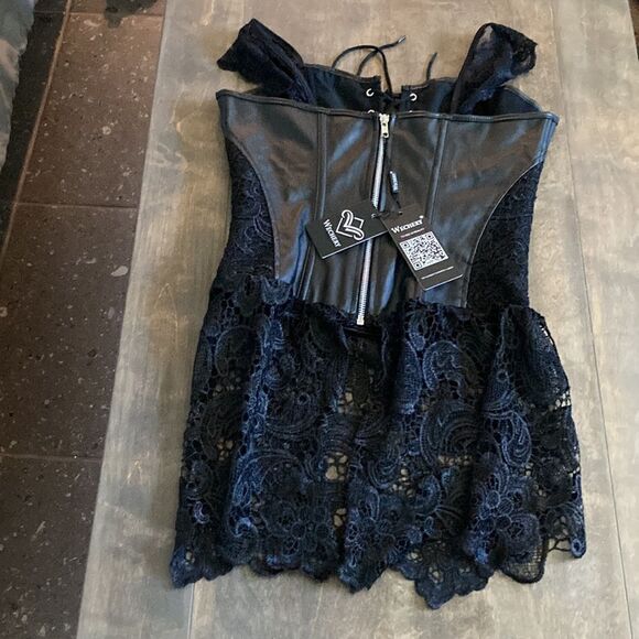 NWT Wechery faux Leather Sweetheart Steampunk Gothic Corset Bustier Lace… - Picture 14 of 16